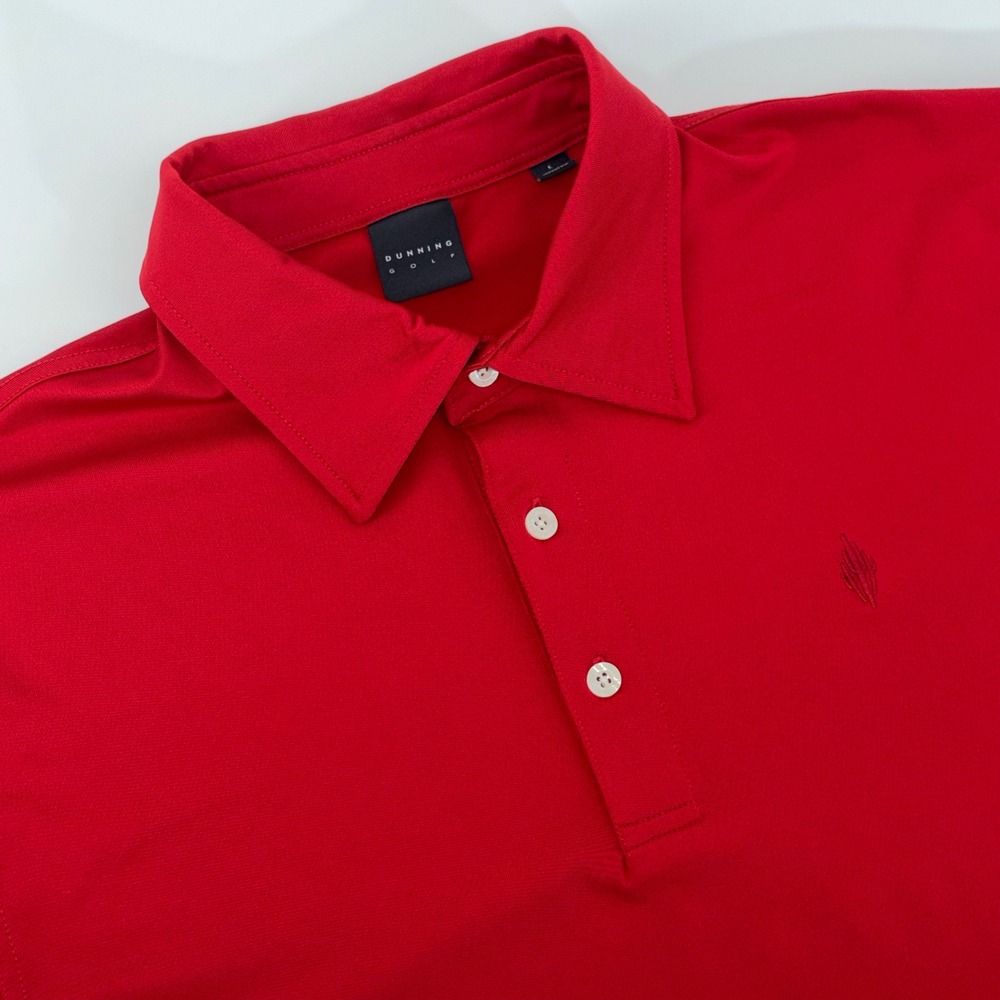 Dunning Golf Mens Red Short Sleeve Performance Polo Shirt Large Stretch Athletic